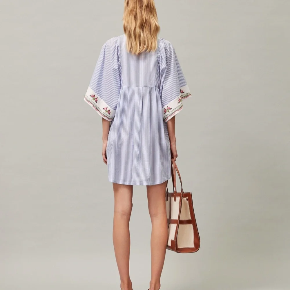 Tory Burch Tunic Caftan Striped Beach Swim Coverup Dress NWT Resort Cruise - Picture 3 of 7